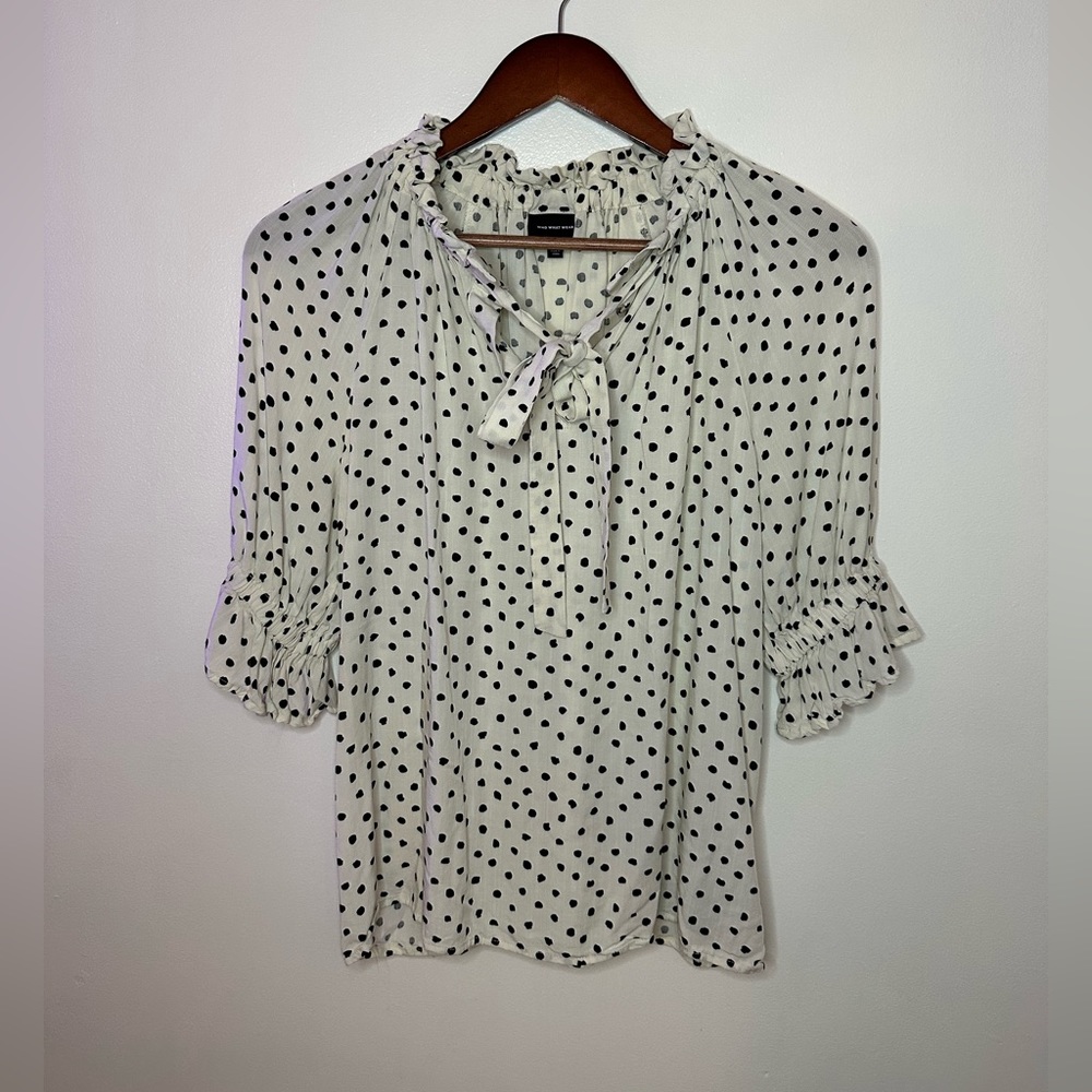 Who What Wear Polka Dot Blouse